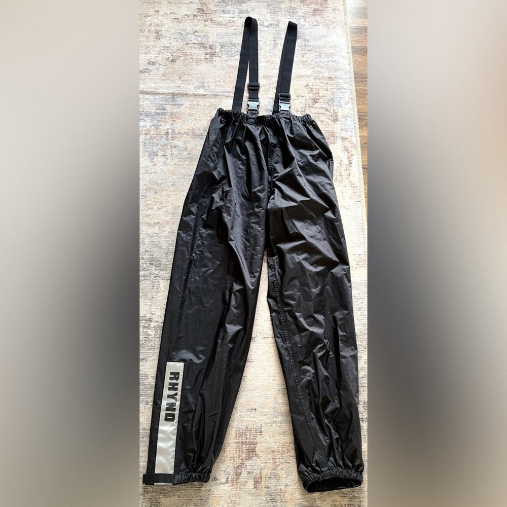 Rhyno Black Waterproof Rain Men's PantsSize:L